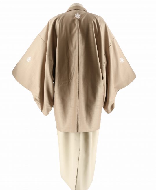 紋付袴レンタル・成人式・結婚式・卒業式|淡いモカ　アイボリー無地[身長170cm対応]No.321